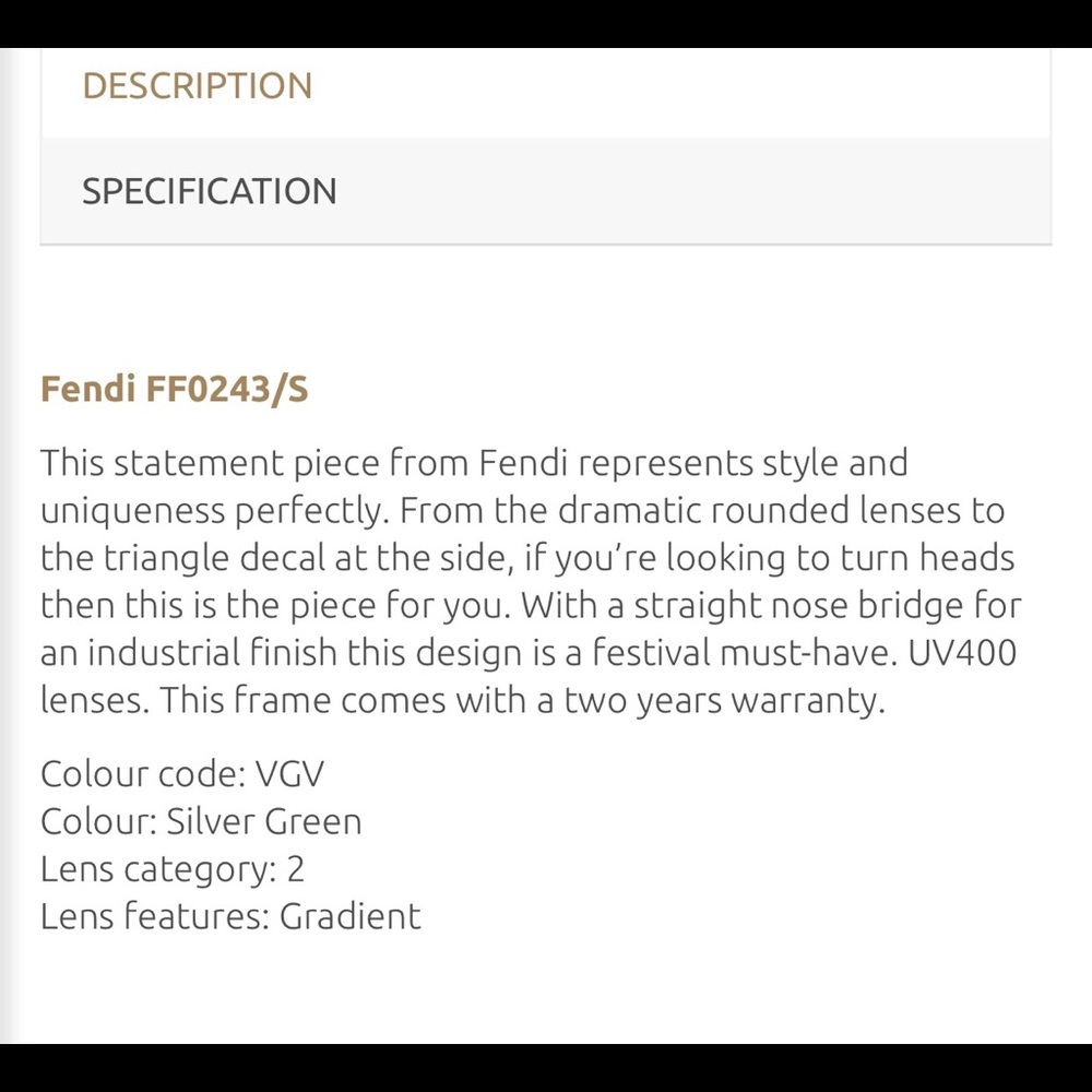 FENDI sunglasses FF0243/S 51mm silver/green - Picture 4 of 5